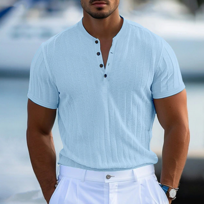 Otto | Men'S Casual Breathable Solid Color Cotton Blend Henley Collar Slim Fit Short Sleeve T-Shirt