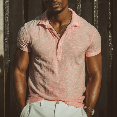 Noel | Men'S Summer Fashion Printed Slub Cotton Short Sleeve Polo Shirt