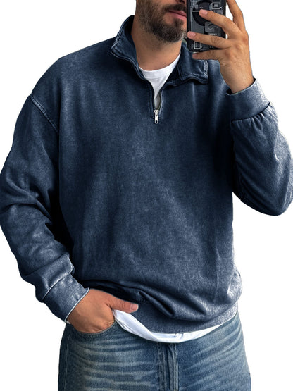 Fernando® | Men'S Basic Zip Stand Up Sweatshirt