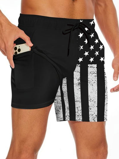 Abel | 2 In 1 Stars And Stripes Print Swim Shorts