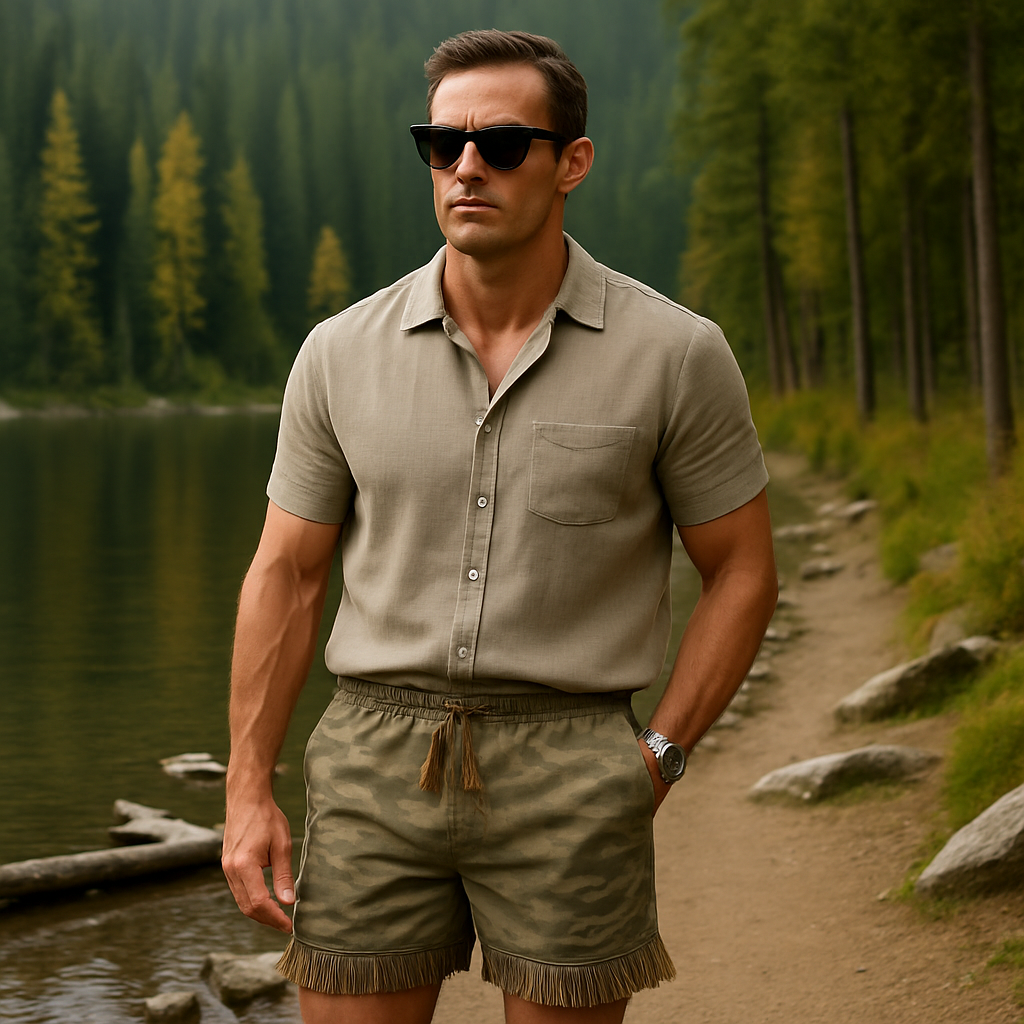 Cesar | Men'S Summer Fashion Tassel Camouflage Cotton Casual Shorts