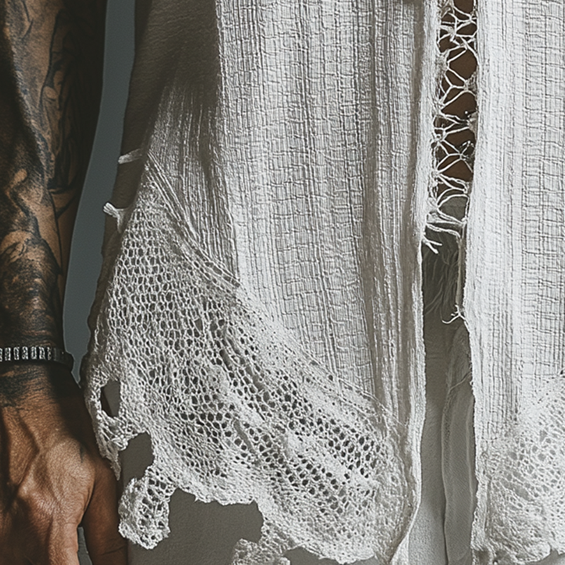 Caleb | Men'S Summer Fashion Printed Lace Decorated Waffle Tank Top