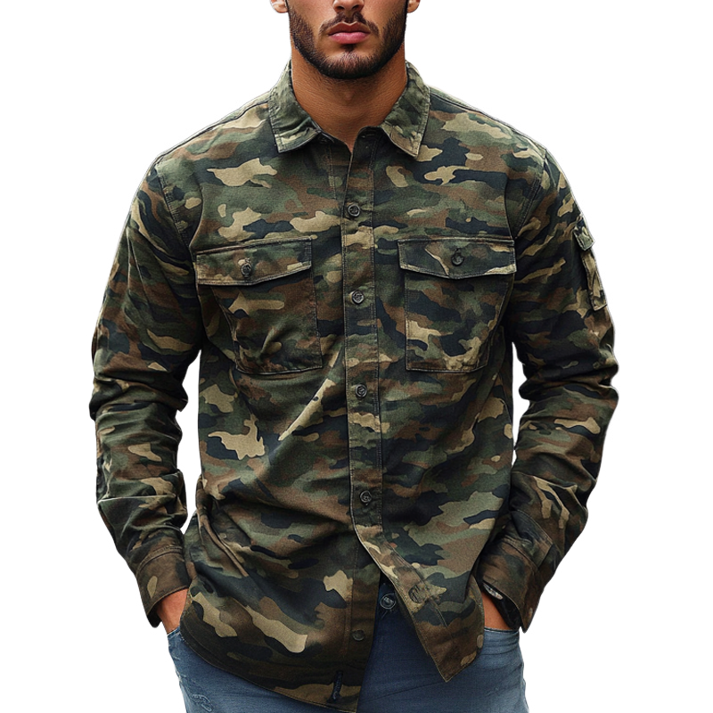 Pablo | Men'S Camouflage Print Multi-Pocket Long Sleeve Shirt