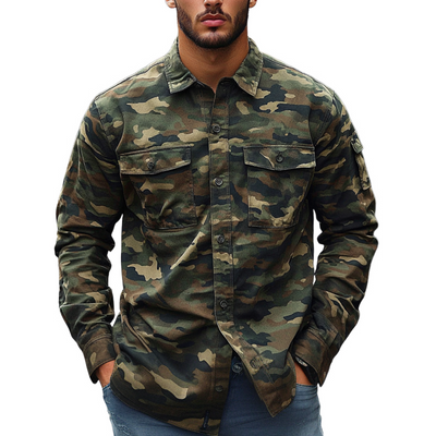 Pablo | Men'S Camouflage Print Multi-Pocket Long Sleeve Shirt