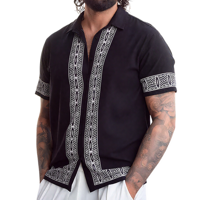 Bradley | Men'S Retro Casual Street Geometric Print Lapel Short Sleeve Shirt