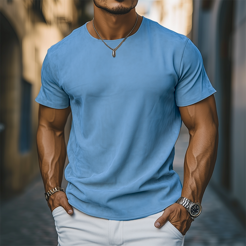 Esteban | Men'S Spring And Summer Casual Thin Suede Round Neck Short Sleeve T-Shirt