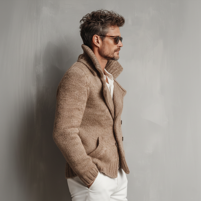 Men's Classic Retro gh Style Doble-breasted Lapelnitted Cardigan