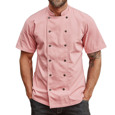Adrian | Men'S Retro Casual Cotton Washed Stand Collar Short Sleeve Shirt