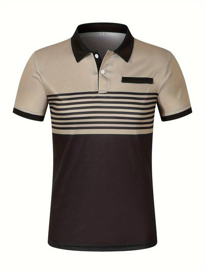 Lucie® | Casual Short Sleeve Stripe Polo Shirt For Men