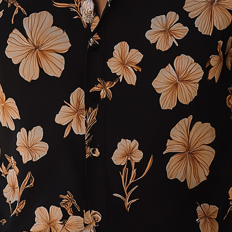 Leonardo | Men'S Summer Light Breathable Fashion Printed Linen Short-Sleeved Shirt