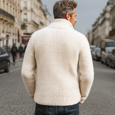 Men's Classic Solid Color Stand Collar Btn Cardigan