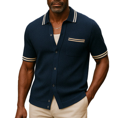 Steven | Men'S Summer Breathable Textured Fabric Short-Sleeved Sports Shirt