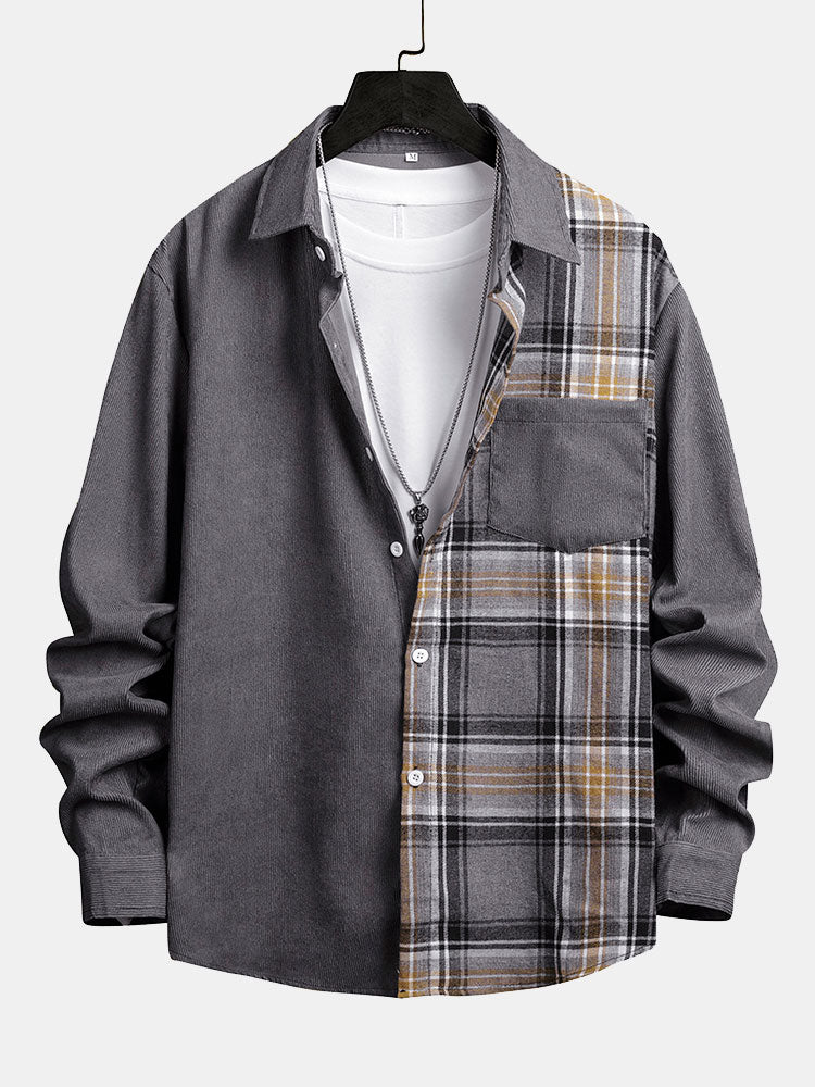 Allyn® | Corduroy Check Patchwork Shirt