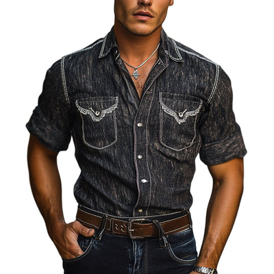 Edward | Men'S Blended Tencel Lapel Multi-Pocket Short-Sleeved Shirt