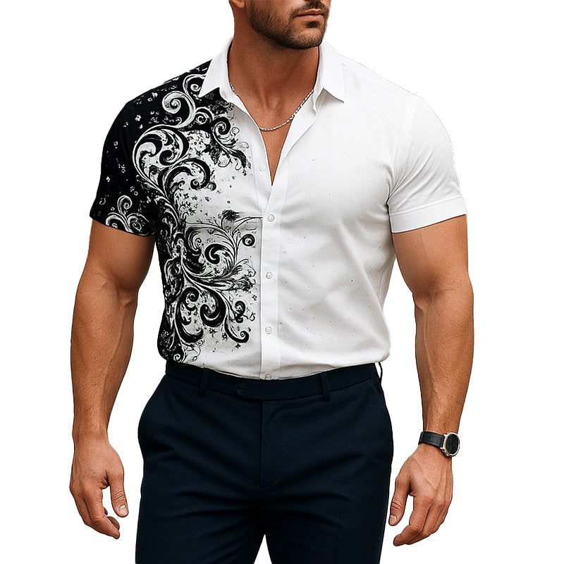 Lance | Men'S Summer Fashion Printed Cotton Short Sleeve Shirt
