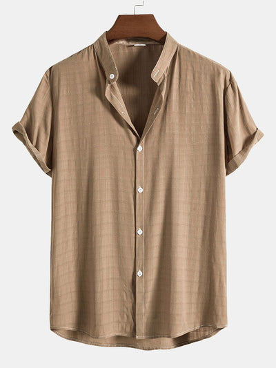 Enrique® | Textured Fabric Stand Collar Shirt