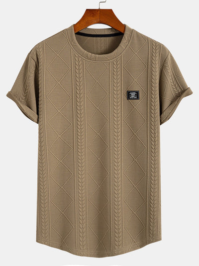 Donovan® | Short Sleeve Geometric Jacquard Arc Hem T-Shirt