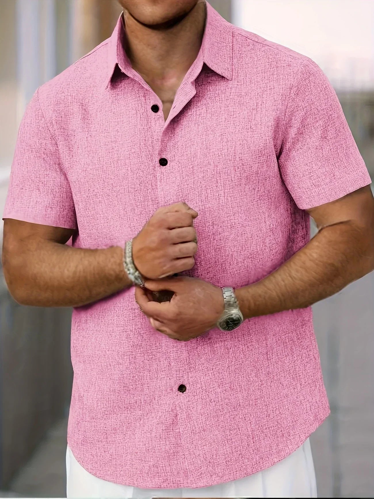 Pax | Lightweight short-sleeved linen blend shirt