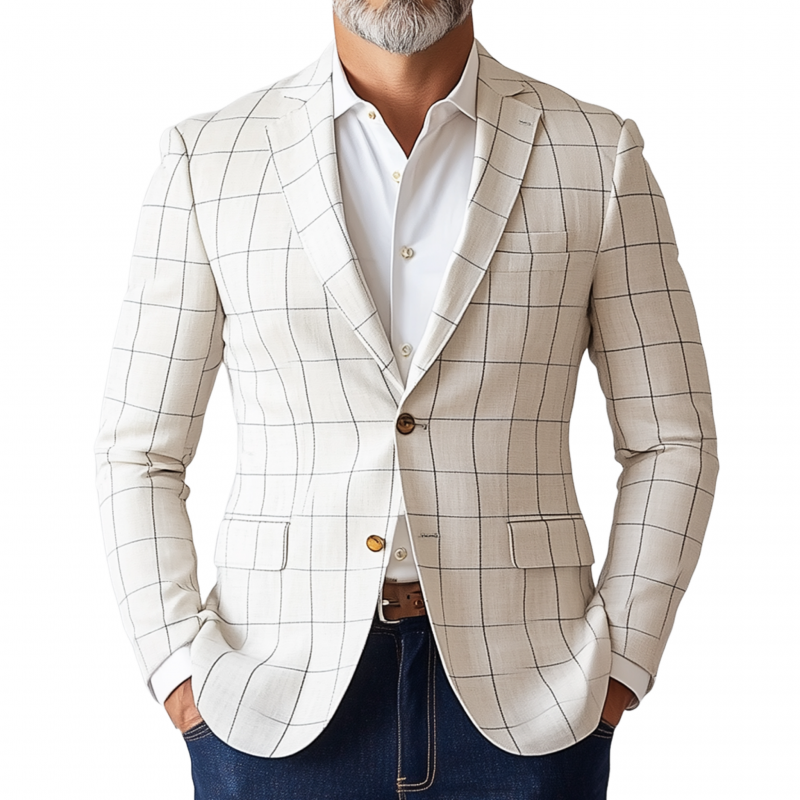 Vincent | Men'S Vintage Elegant Plaid Notch Lapel Single Breasted Slim Fit Blazer
