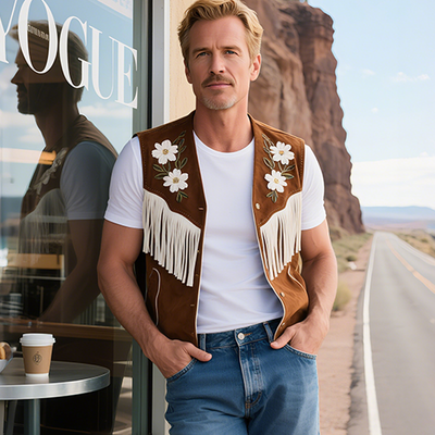 Maximiliano | Men'S Spring And Summer American Retro Western Style Thin Suede Embroidered Tassel Vest