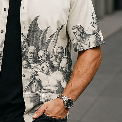 Ernie | Men'S Summer Fashion Printed Polyester Blended Short Sleeve Shirt