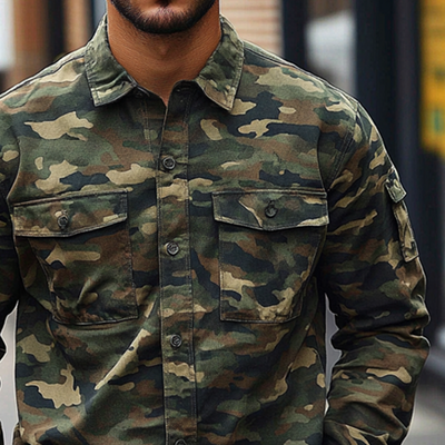 Pablo | Men'S Camouflage Print Multi-Pocket Long Sleeve Shirt