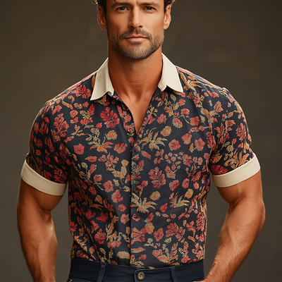 Shane | Men'S Summer Fashion Printed Cotton Blended Short Sleeve Shirt