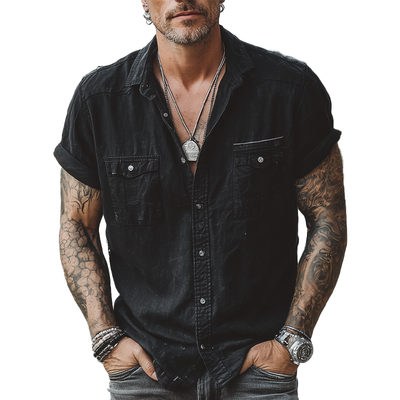 Pablo | Men'S Summer Fashion Washed Denim Short Sleeve Shirt