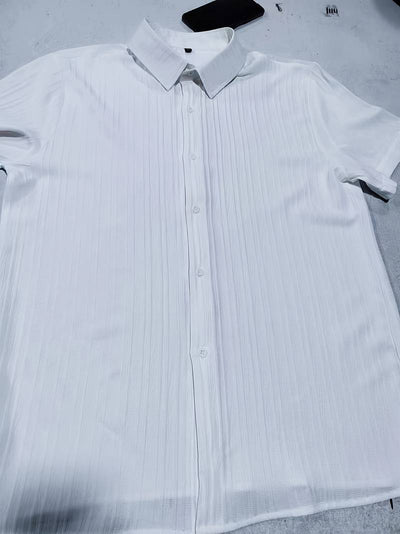 Lafayette® | Ribbed Short-Sleeved Blouse With Button Placket