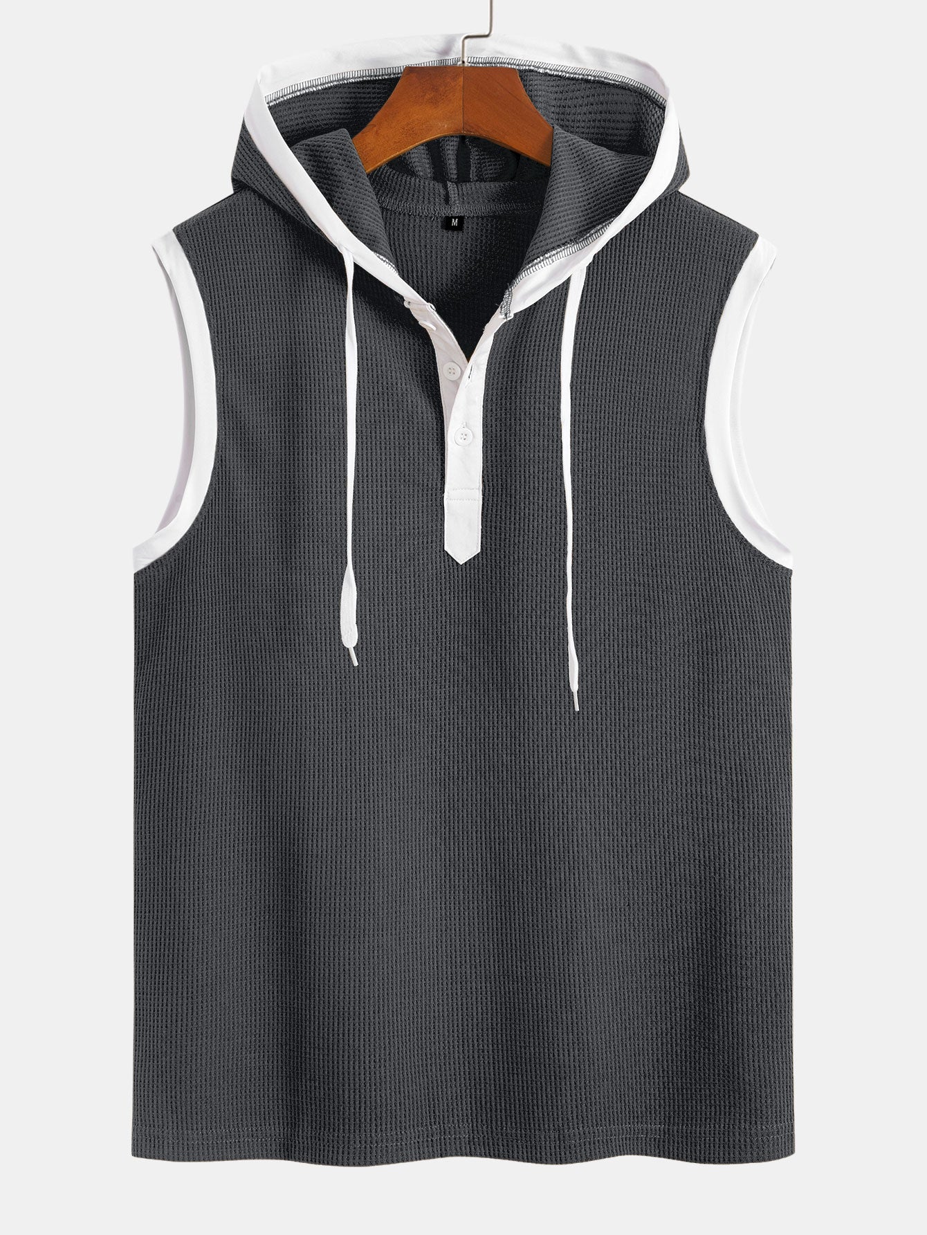 Edmundo® | Contrast Waffle Half Open Hooded Vest