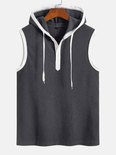 Edmundo® | Contrast Waffle Half Open Hooded Vest