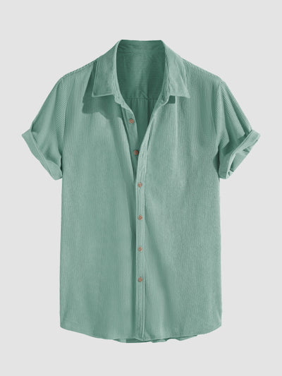 Aimeric® | Corduroy Button Up Short Sleeved Shirt