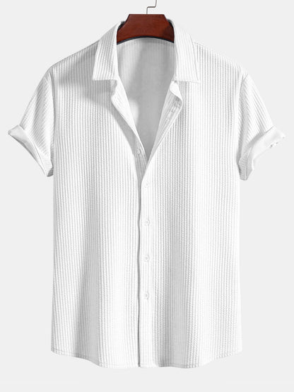 Adalberto® | Muscle Fit Ribbed Button Up Shirt