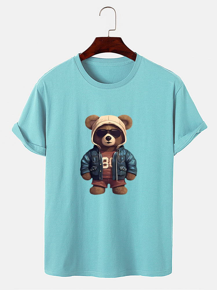 Agustín® | Bear In Leather Jacket Print T-Shirt