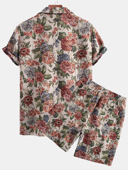 Addison® | Floral Jacquard Cuban Shirt & Shorts