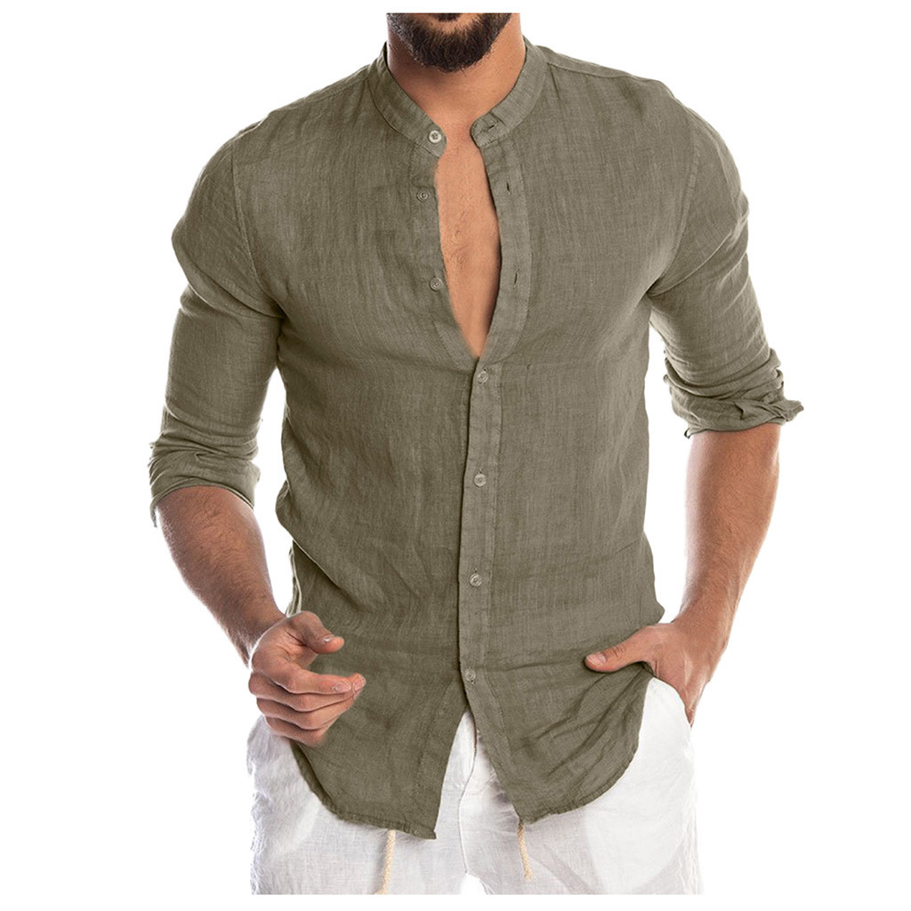 Macario® | Elegant Linen Shirt Without Collar