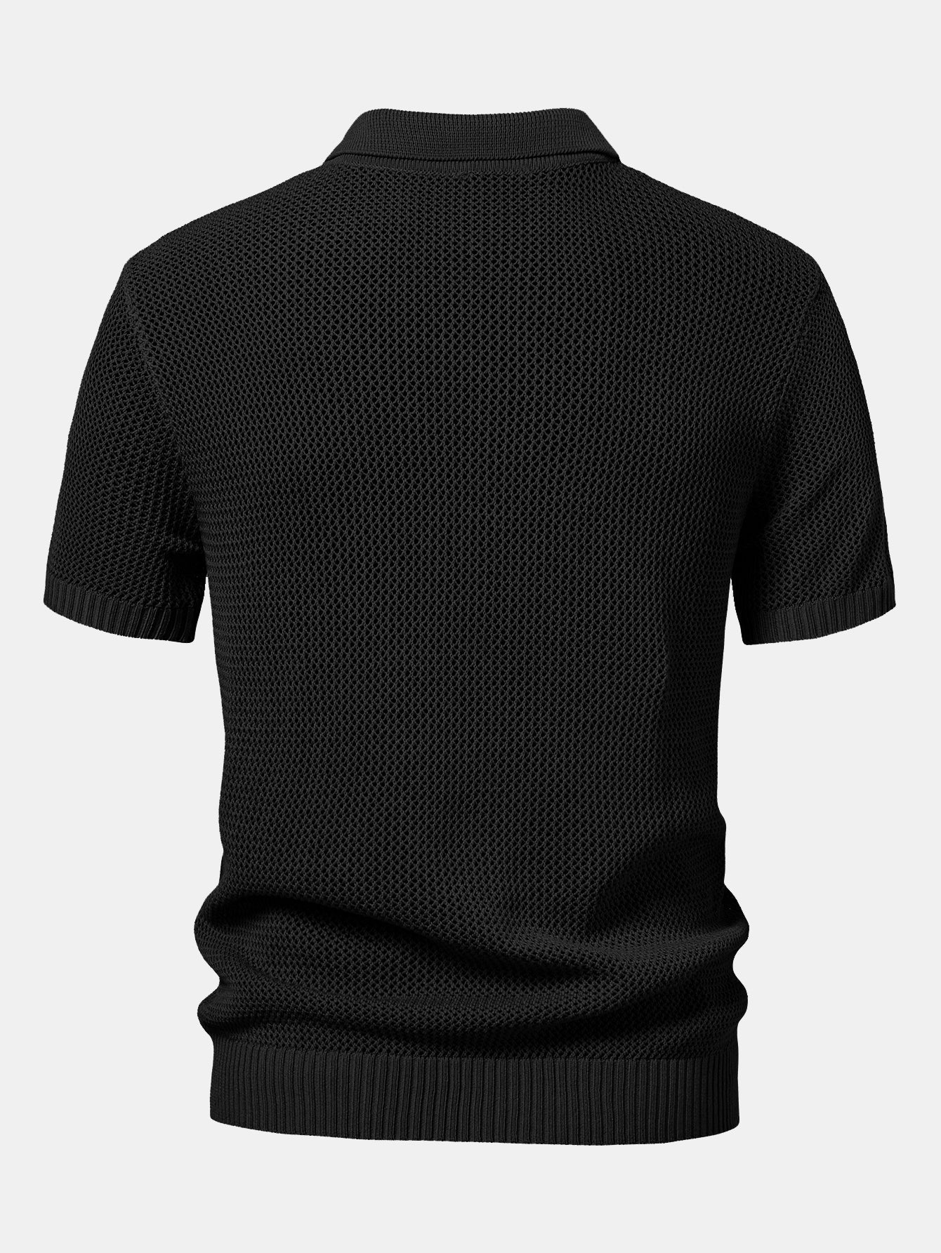 Teodoro® | Eyelet Zip Up Knit Polo Shirt