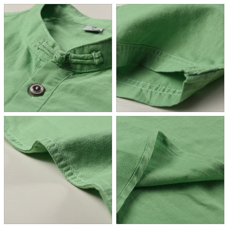 Kahlo® | Men'S Summer Chinoiserie Linen Shirt With Buttons