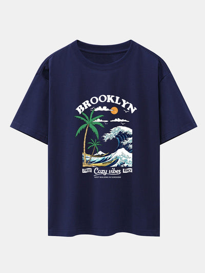 Alair® | Beach Waves Print Drop Shoulder Oversize T-Shirt