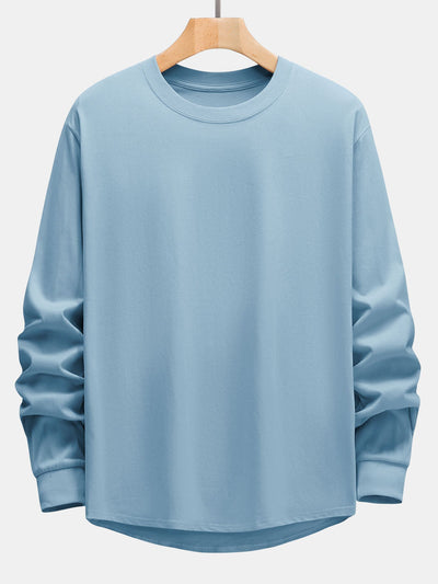 Adeimantos® | 3 Pieces Basic Long Sleeve Heavy Weight Arc Hem T-Shirts