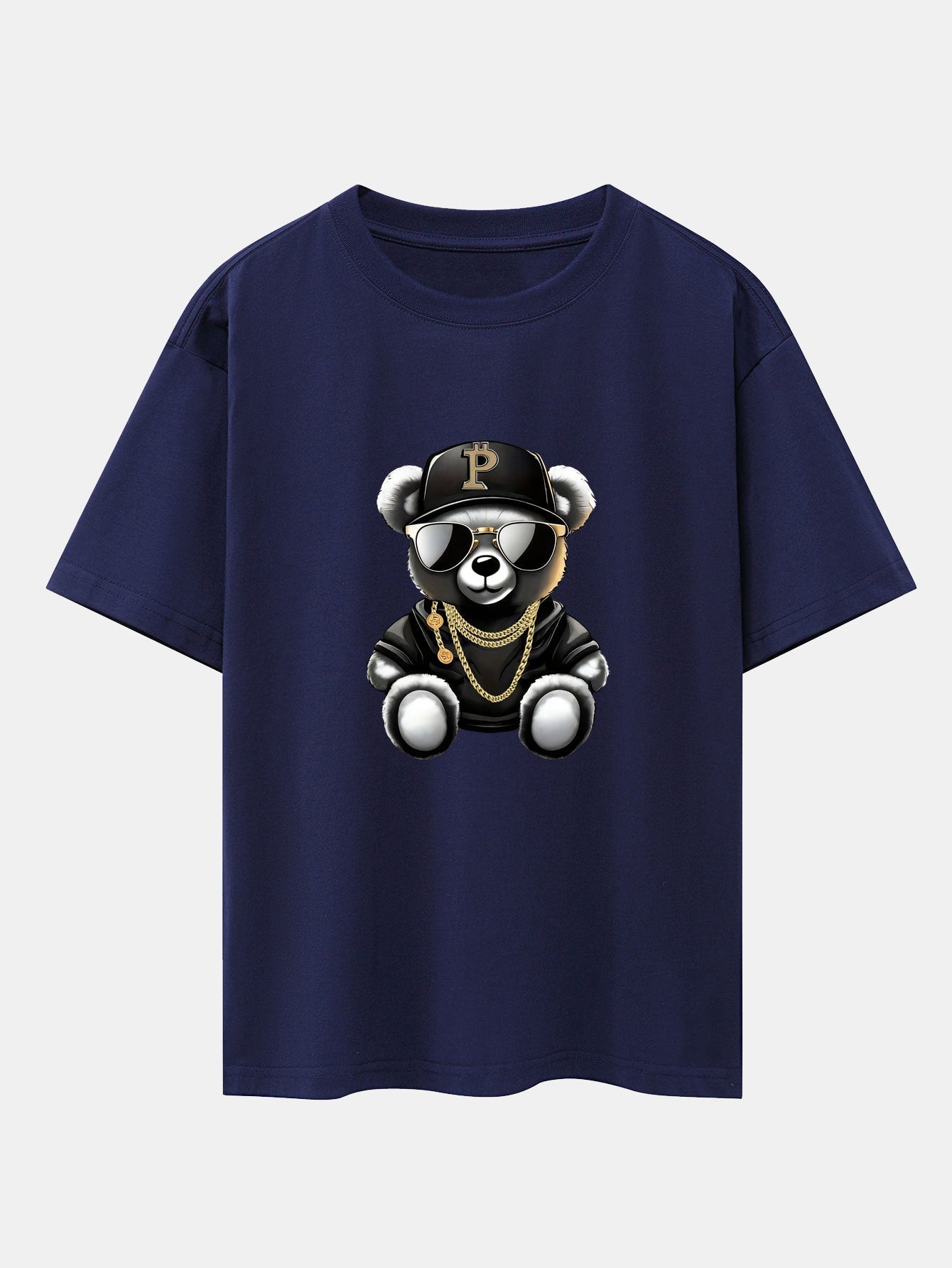 Miqueas® | Hip Hop Bear Print Drop Shoulder Oversize T-Shirt