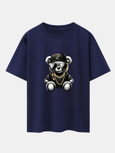 Miqueas® | Hip Hop Bear Print Drop Shoulder Oversize T-Shirt