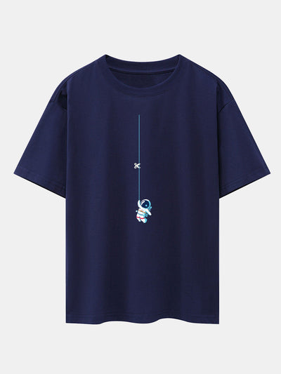 Kevin® | Astronaut On A Rope Print Drop Shoulder Oversize T-Shirt