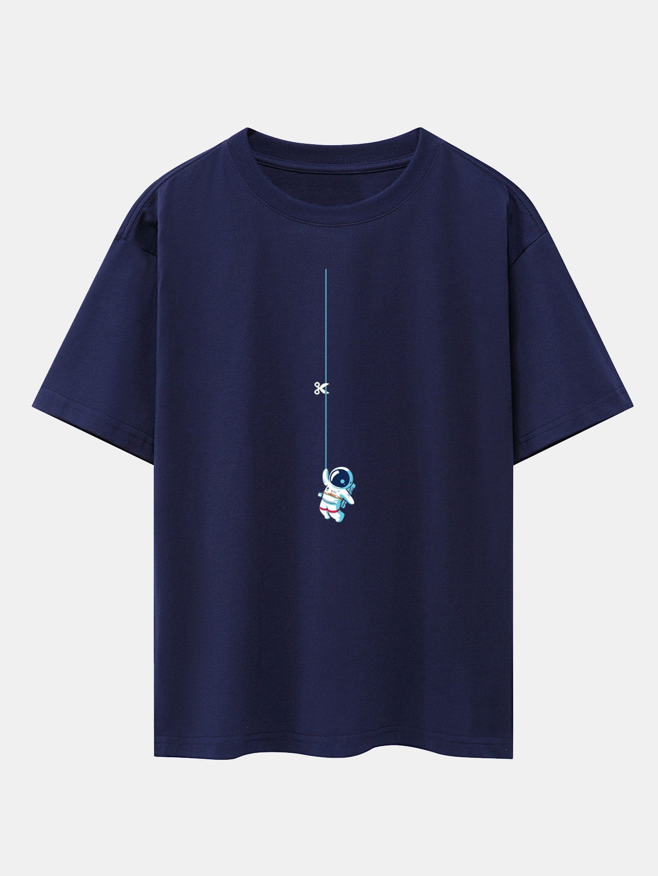 Lino® | Astronaut On A Rope Print Drop Shoulder Oversize T-Shirt