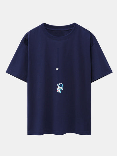 Lino® | Astronaut On A Rope Print Drop Shoulder Oversize T-Shirt