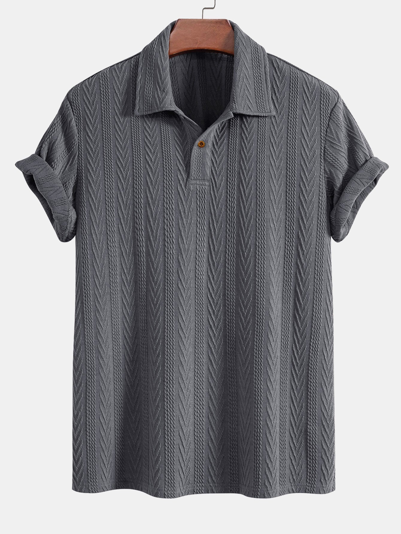 Ciro® | Short Sleeve Jacquard Polo & Straight Leg Ribbed Pants