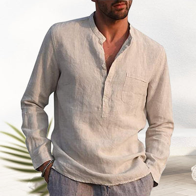 Crispin® | Men'S Linen Shirt With V-Neck