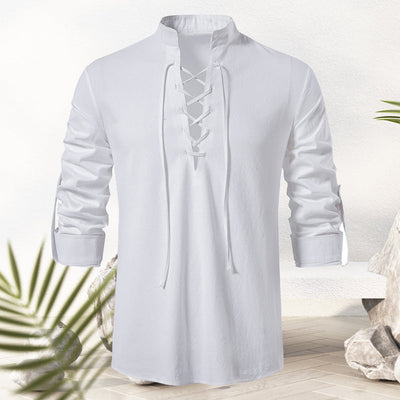Jotham® | Men'S Cotton And Linen Drawstring T-Shirt