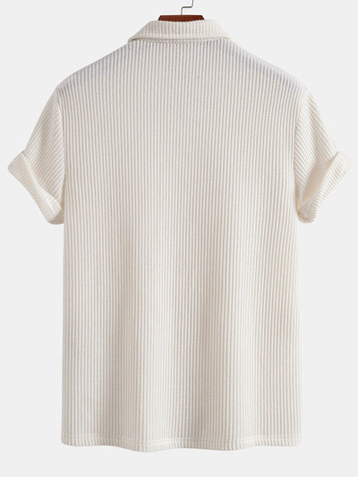 Cesáreo® | Short Sleeved Waffle V-Neck Polo