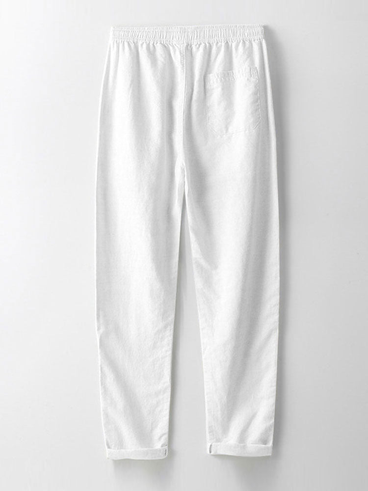 Aegidius® | Linen Look Short Sleeve Basic Shirts & Straight Leg Linen Pants